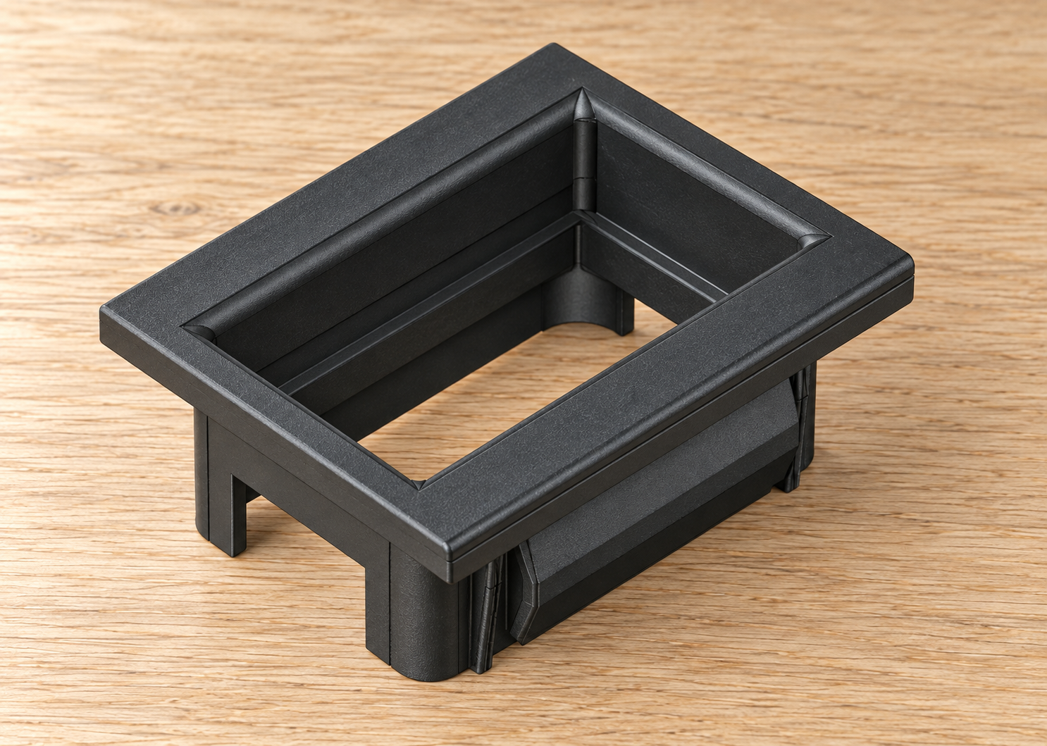 AI illustration: Boot release button frame on a wooden table